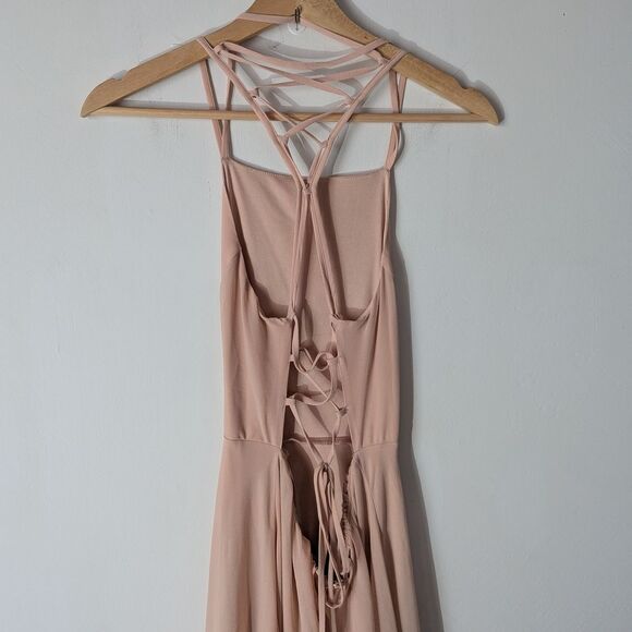 Lulu's Strappy To Be Here Blush Lace Up Maxi Dress Women's Size Medium - Picture 5 of 9